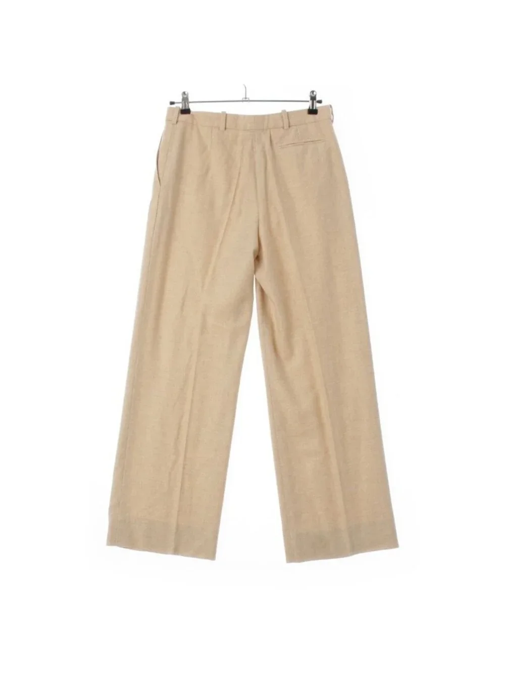 Hermes Gaultier Era Cashmere 2 Tuck Logo Line Wide Trousers Pants Beige